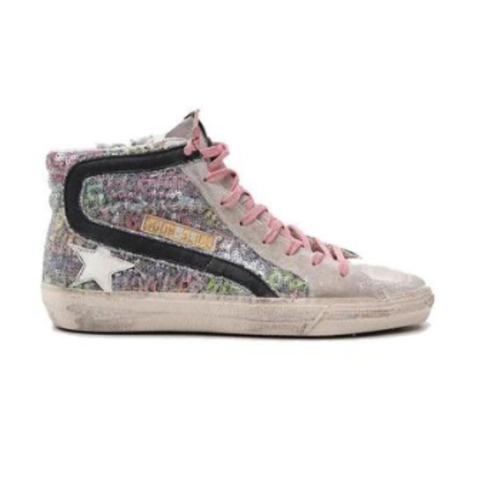 Golden Goose Slide Sneaker Multicolor All Over Sequins G34WS595.A1406 Sz 38